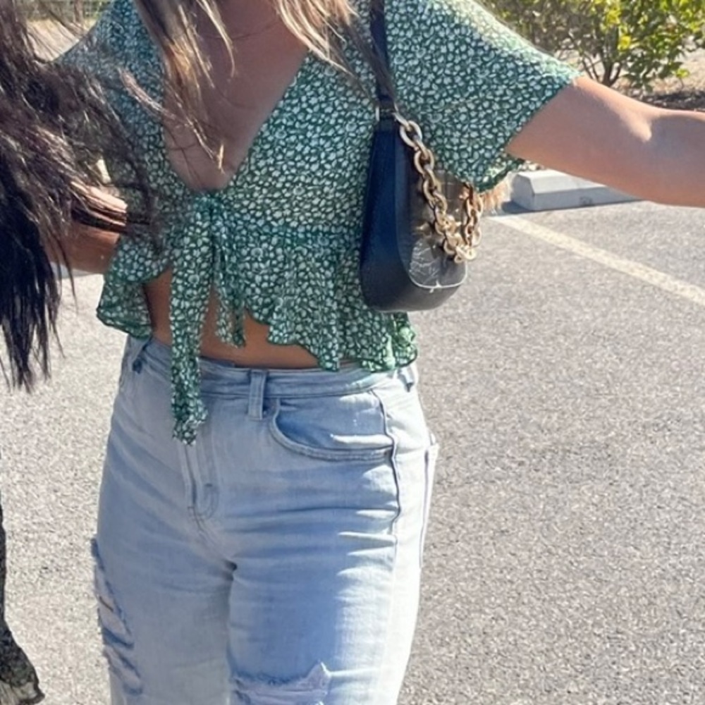 Green Tie Blouse